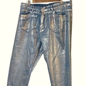 Women's Silver Metallic  Denim Jeans in Silver Size XL